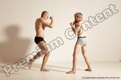 Underwear Martial art Man - Man White Moving poses Slim Short Blond Dynamic poses Academic